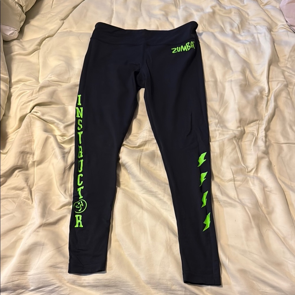 Zumba Black and Neon Green Instructor Leggings